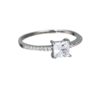 Ασημένιο δαχτυλίδι μονόπετρο από επιπλατινωμένο ασήμι 925°