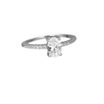 Ασημένιο μονόπετρο δαχτυλίδι Oval shine από επιπλατινωμένο ασήμι 925