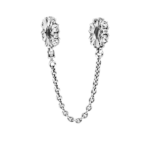 Charm αλυσίδα ασφαλείας με λευκά ζιργκόν για βραχιόλι από ασήμι 925°