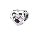 Charm "mom heart" για βραχιόλι από ασήμι 925°