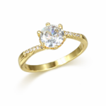 Μονόπετρο δαχτυλίδι princess από επιχρυσωμένο ασήμι 925° με πλαϊνές πέτρες