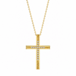 Γυναικείος σταυρός Val’oro διπλής όψης με ζιργκόν και αλυσίδα σε Κ14