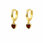 Σκουλαρίκια AMOR με ΚΟΚΚΙΝΑ ζιργκόν από ασήμι 925°