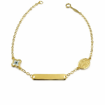 Ταυτότητα βραχιόλι χρυσό με Κωνσταντινάτο και ματάκι σε Κ9