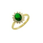 Δαχτυλίδι Emerald χρυσό ροζέτα  από ασήμι 925°
