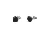 Σκουλαρίκια classic black μονόπετρα ασήμι 925° 5μμ