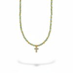 Κολιέ χρυσό ροζάριο Amazonite από ασήμι 925°