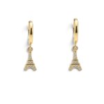 Σκουλαρίκια Eiffel tower με ζιργκόν από επιχρυσωμένο ασήμι 925°