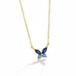 Κολιέ blue butterfly από επιχρυσωμένο ασήμι 925°