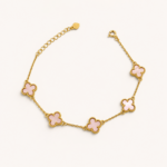 Βραχιόλι pink clovers από επιχρυσωμένο ασήμι 925°