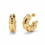 Σκουλαρίκια bamboo gold hoops από ασήμι 925°