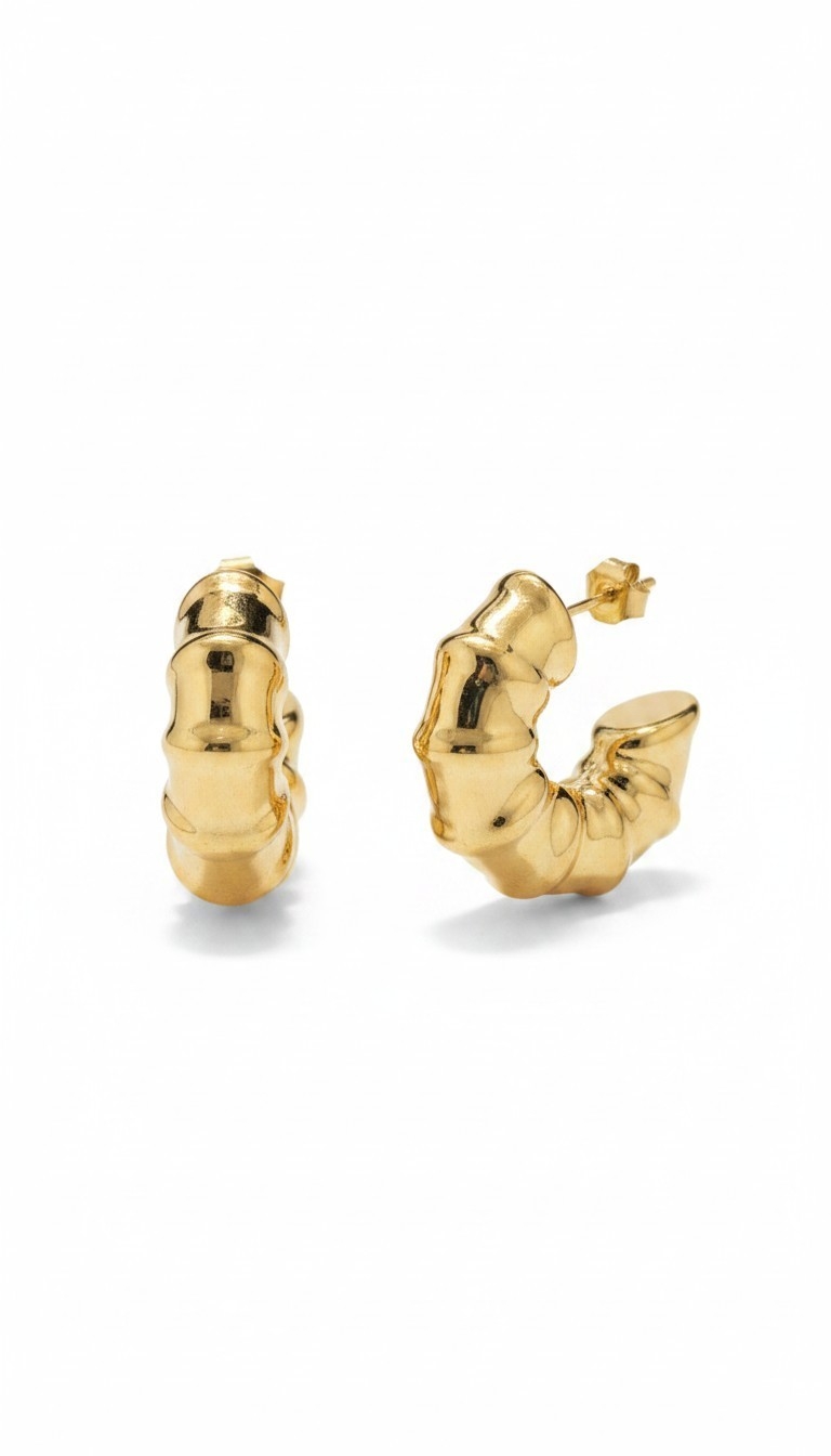 Photoroom-20260811_130237371 Σκουλαρίκια bamboo gold hoops από ασήμι 925° - Image 1