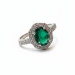 Δαχτυλίδι green luxury με λευκά και πράσινo ζιργκόν από ασήμι 925°