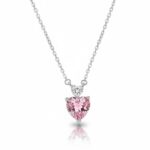 Κολιέ pink double heart ροζ καρδιά από ασήμι 925°