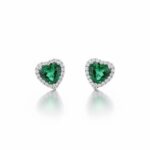 Σκουλαρίκια green hearts από ασήμι 925°
