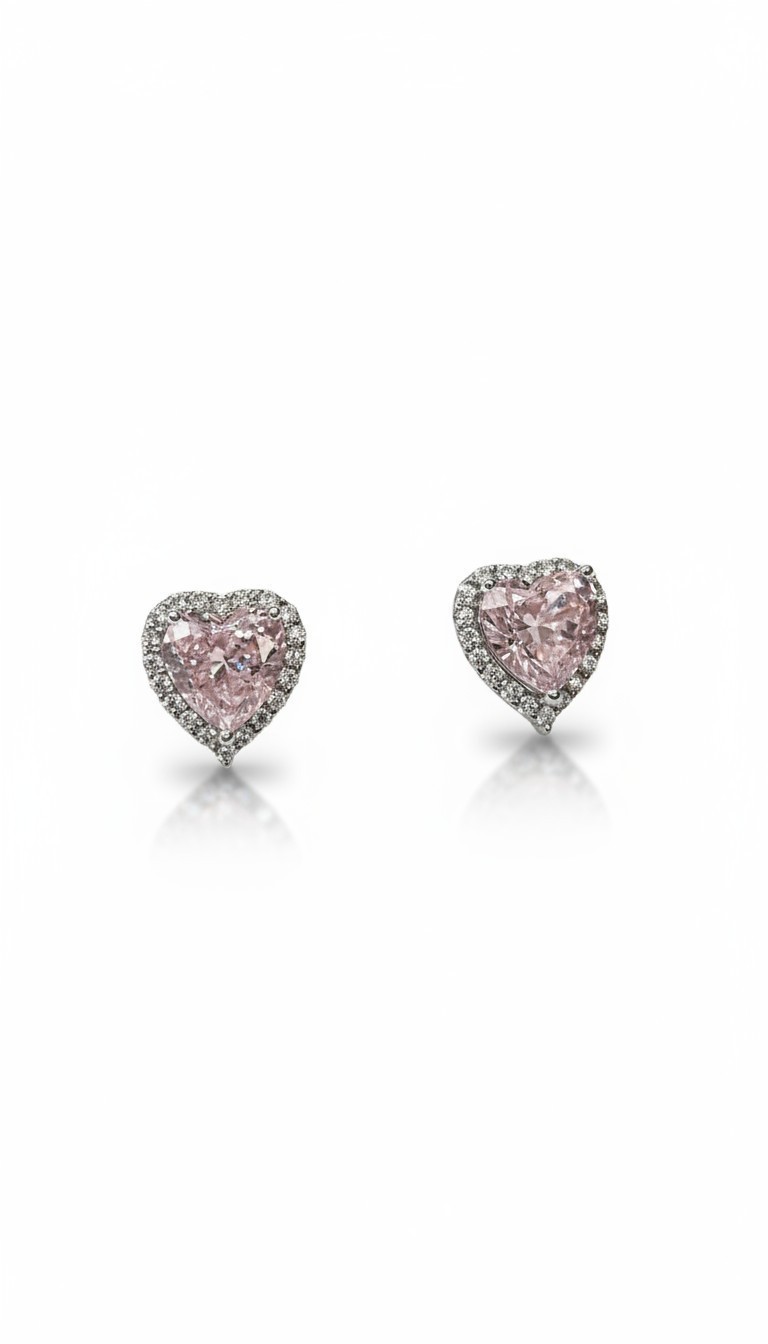 Photoroom-20260908_125941101 Σκουλαρίκια pink heart από ασήμι 925° - Image 1