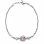 Βραχιόλι Pink rosette από ασήμι 925°