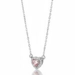 Κολιέ Salmon pink heart ροζ καρδιά ασήμι 925°