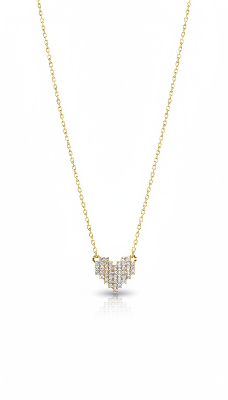 Photoroom-20260917_132216116 Κολιέ gold pixel heart από ασήμι 925° - Image 1