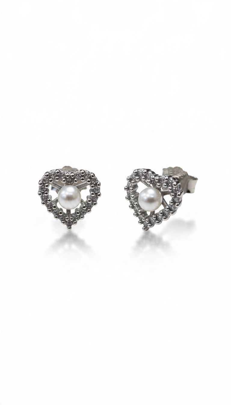Photoroom-20261014_102932072 Σκουλαρίκια heart pearl από ασήμι 925° - Image 1