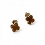 Σκουλαρίκια gold mini clovers eye of tiger από ασήμι 925°
