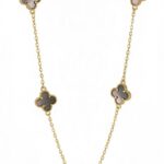 Kολιέ GREY MOTHER OF PEARL Clover από ασήμι 925°