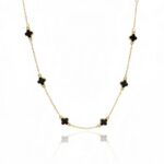 Kολιέ black Clovers από επιχρυσωμένο ασήμι 925°