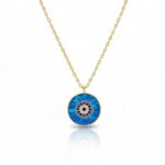 Κολιέ evil eye με οπάλ από επιχρυσωμένο ασήμι 925°