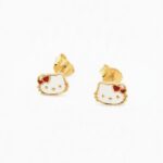 Σκουλαρίκια σε χρυσό hello kitty από ασήμι 925°
