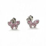 Σκουλαρίκια pink butterfly από ασήμι 925°