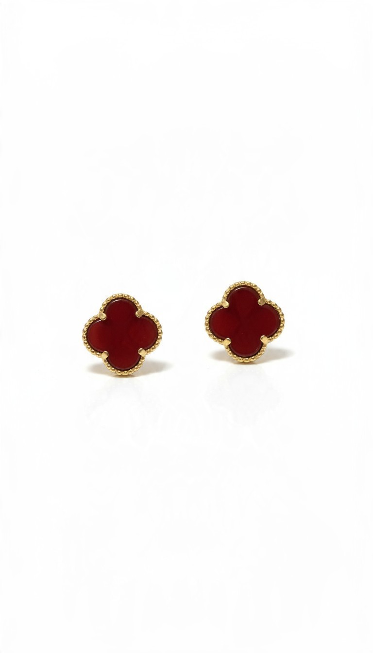 Photoroom-20261029_134822967 Σκουλαρίκια gold carnelian clovers από ασήμι 925° - Image 1